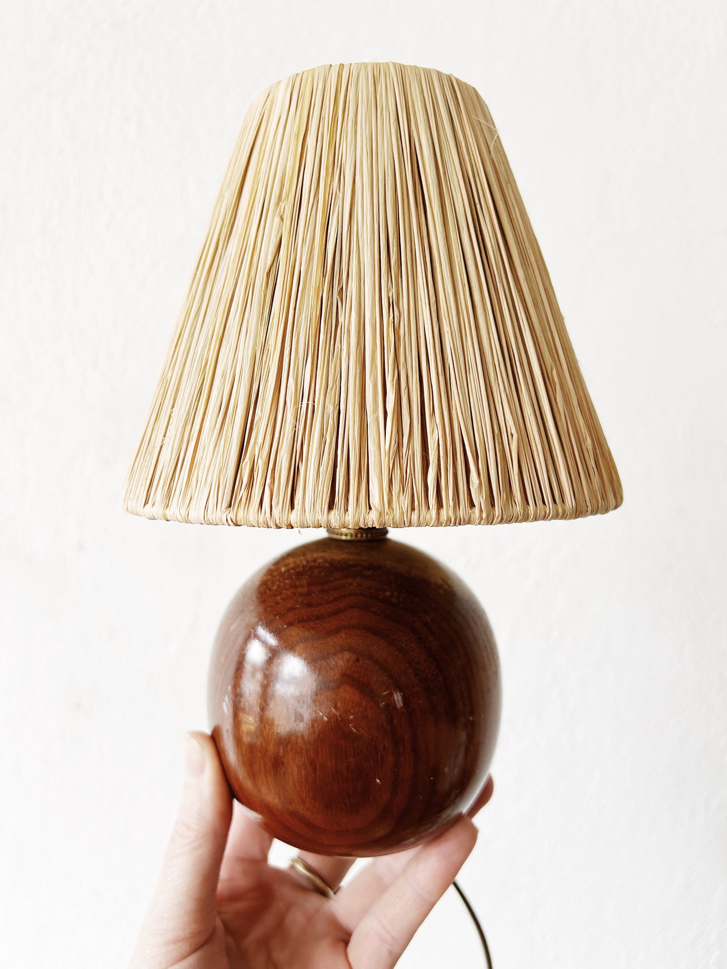 Small Vintage Burl Wood Lamp with Shade