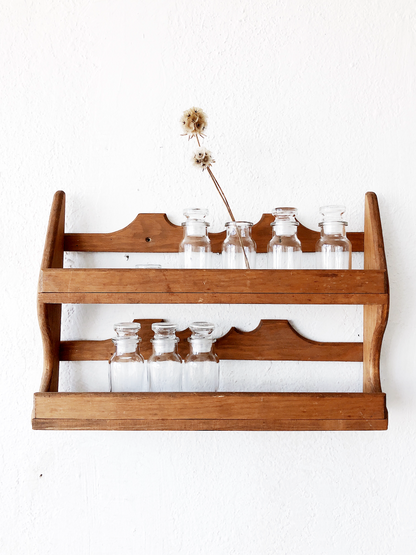 Vintage Wooden Apothecary Rack and Jars