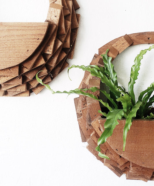 Large Vintage Wood Tramp Art Planter