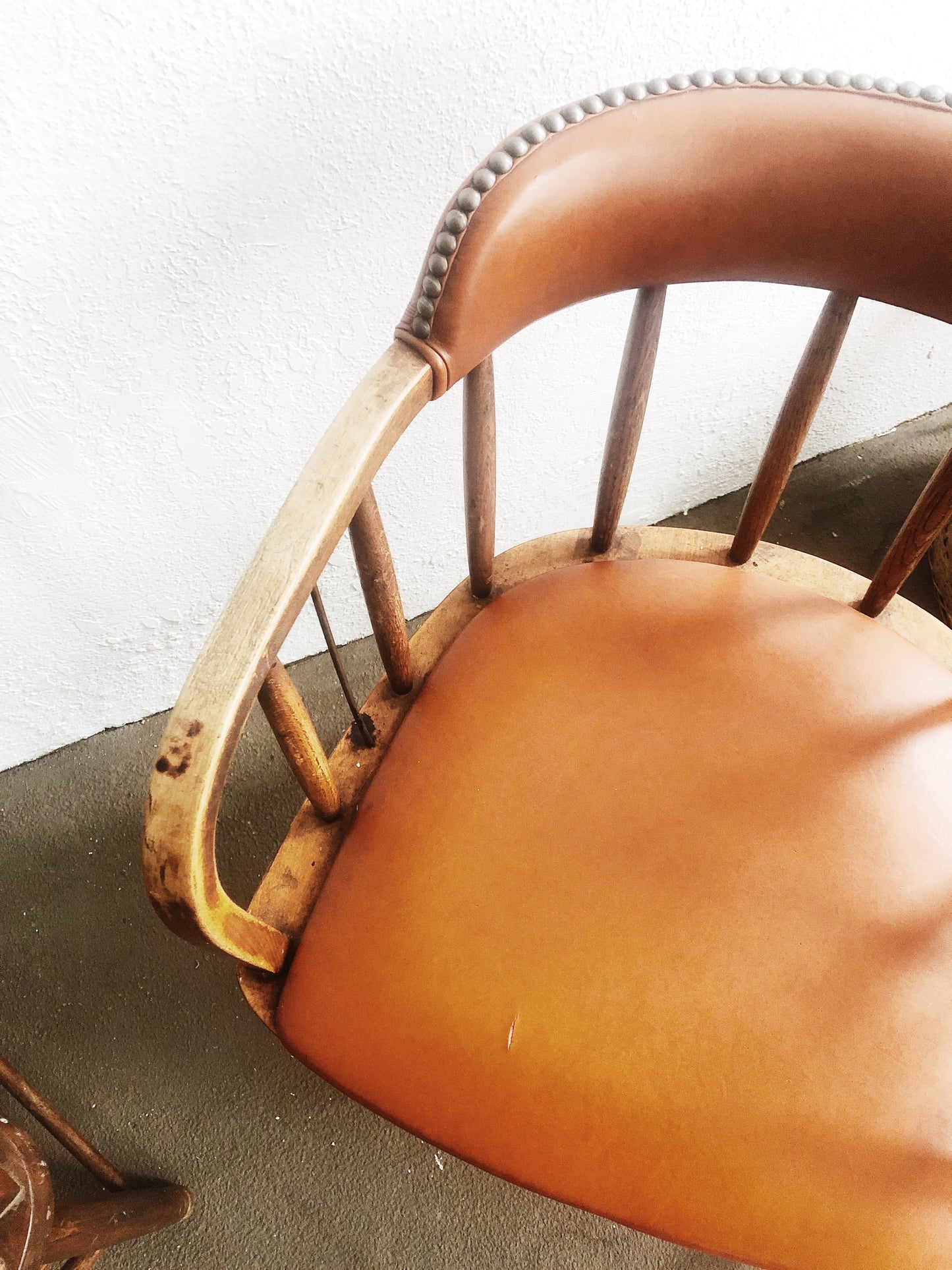 Pair Vintage Upholstered Captains Chairs