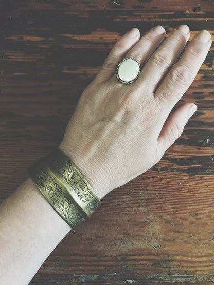 Vintage Incised Brass Cuff