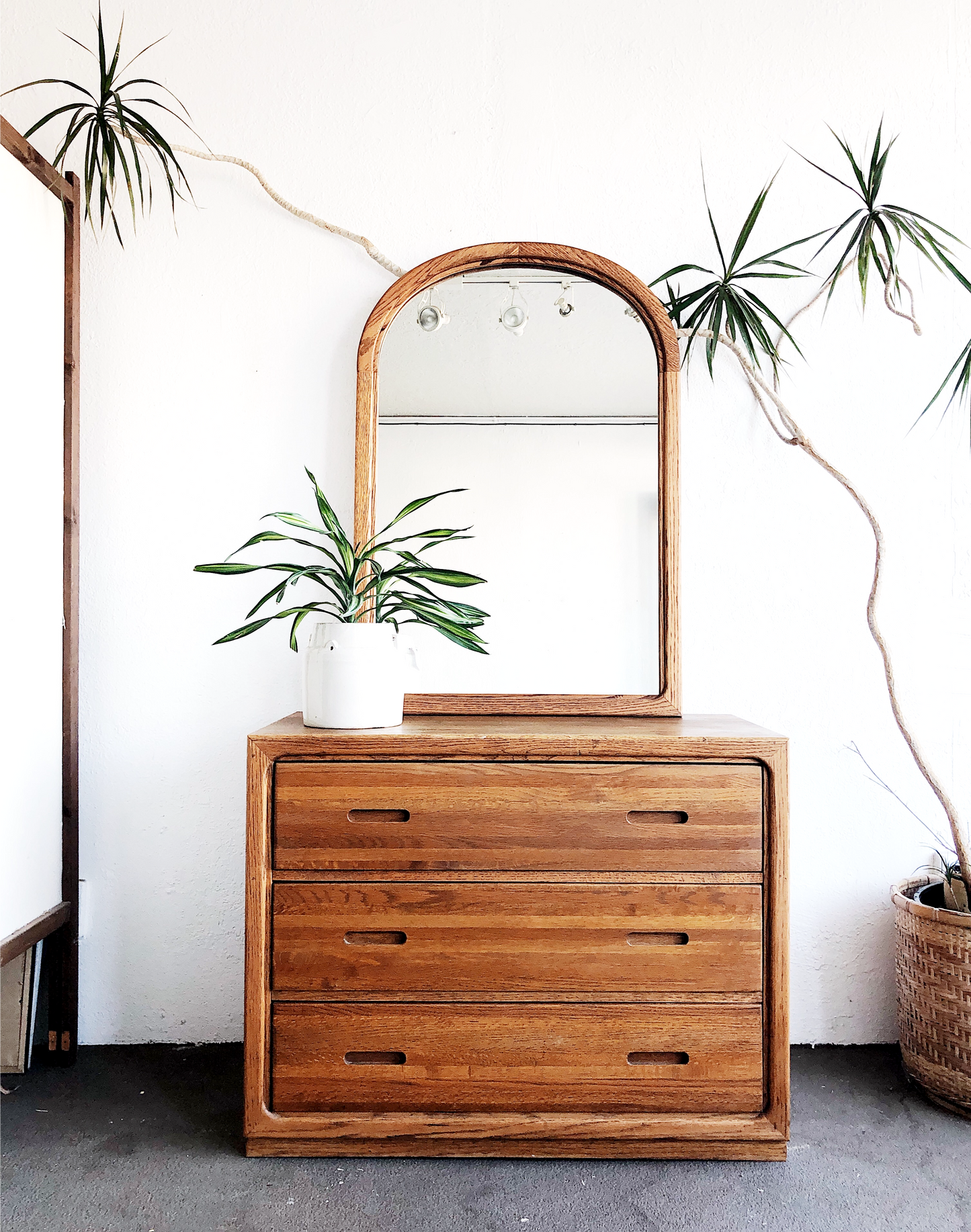 Vintage Arched Mirror and Dresser