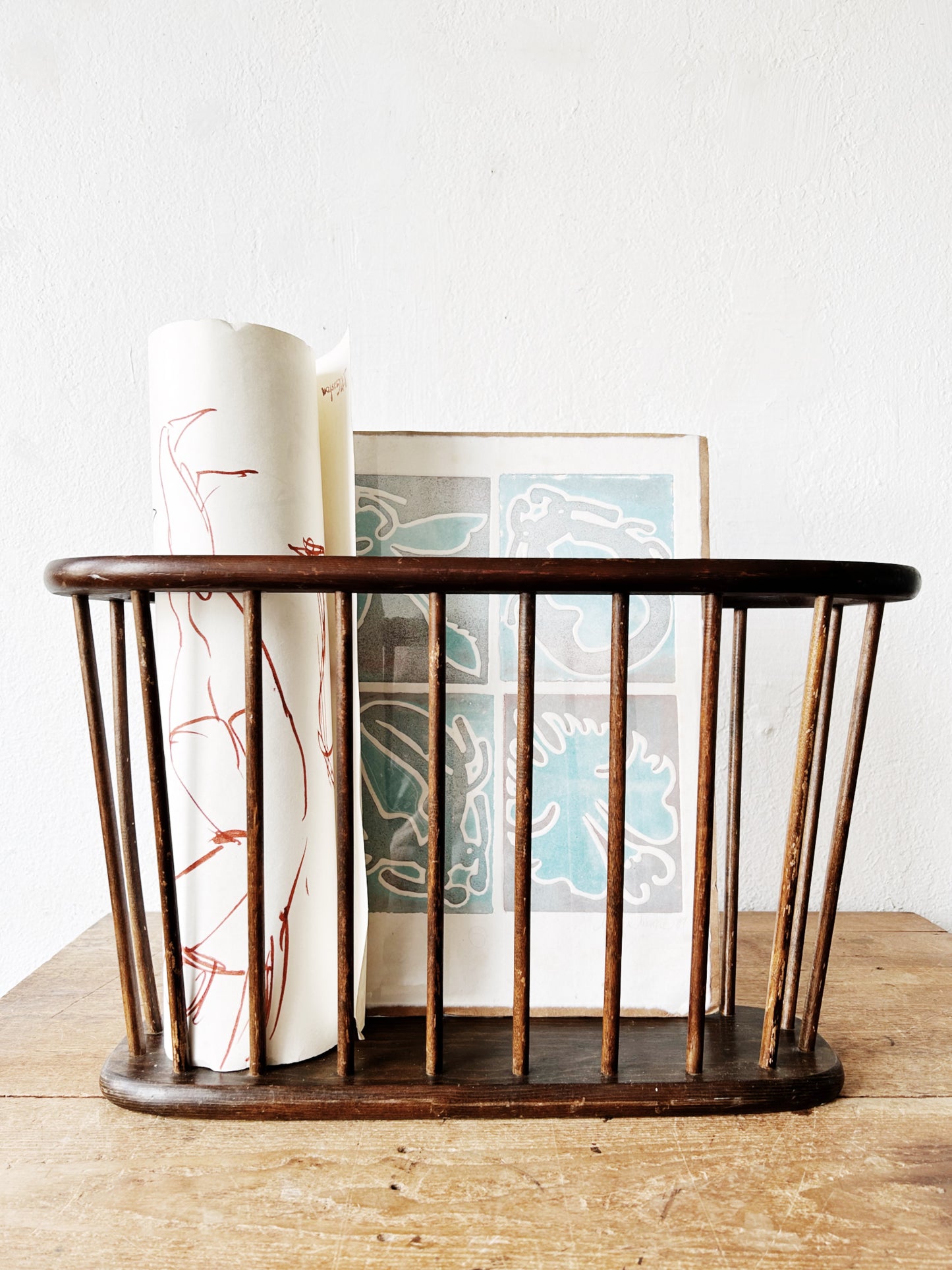 Mid Century Wood Spindle Rack