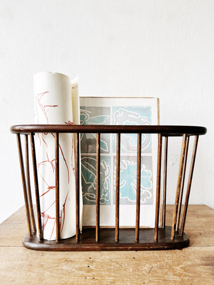 Mid Century Wood Spindle Rack