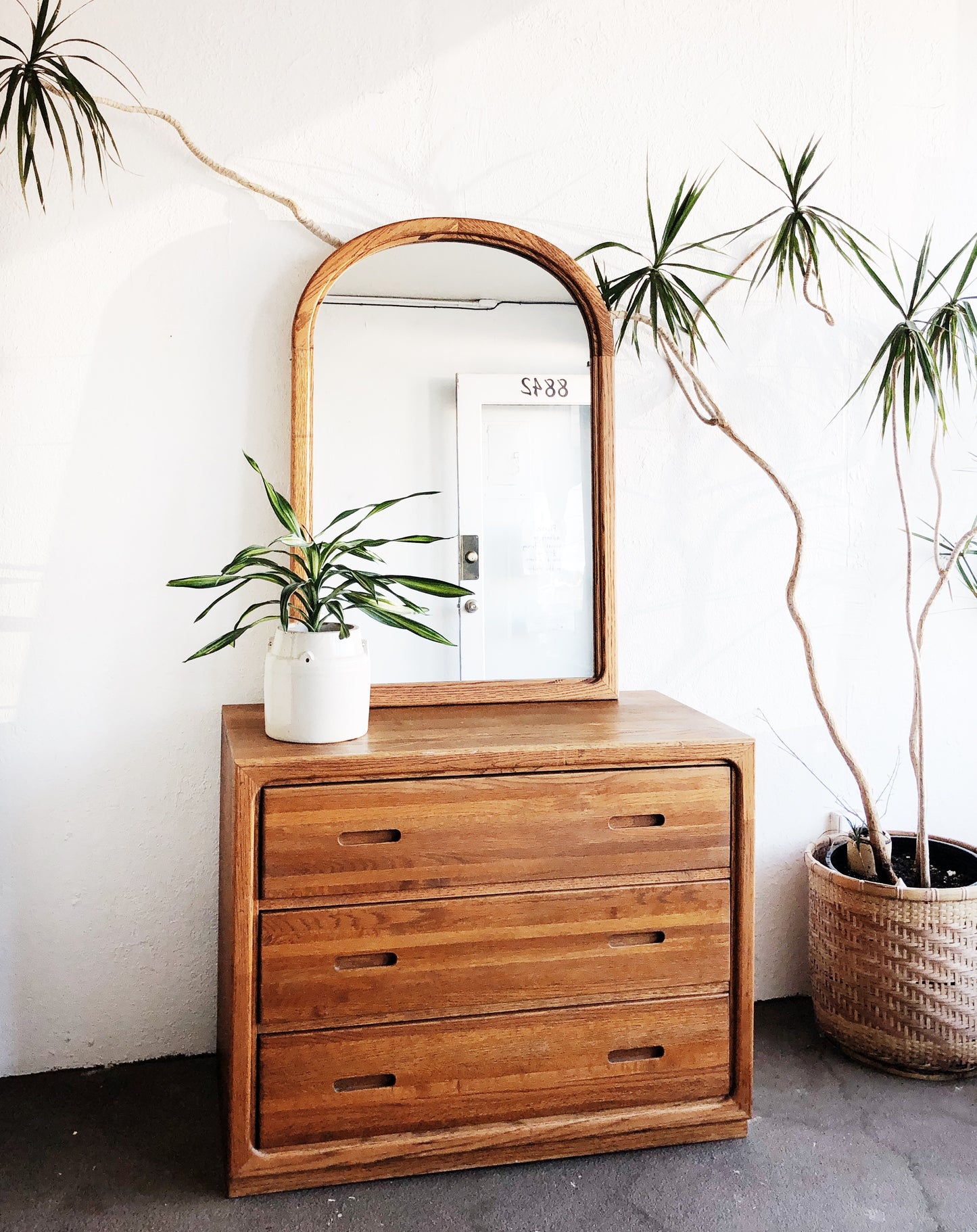 Vintage Arched Mirror and Dresser