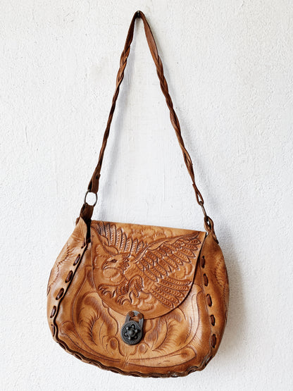 Vintage Tool Leather Eagle with Roses Purse