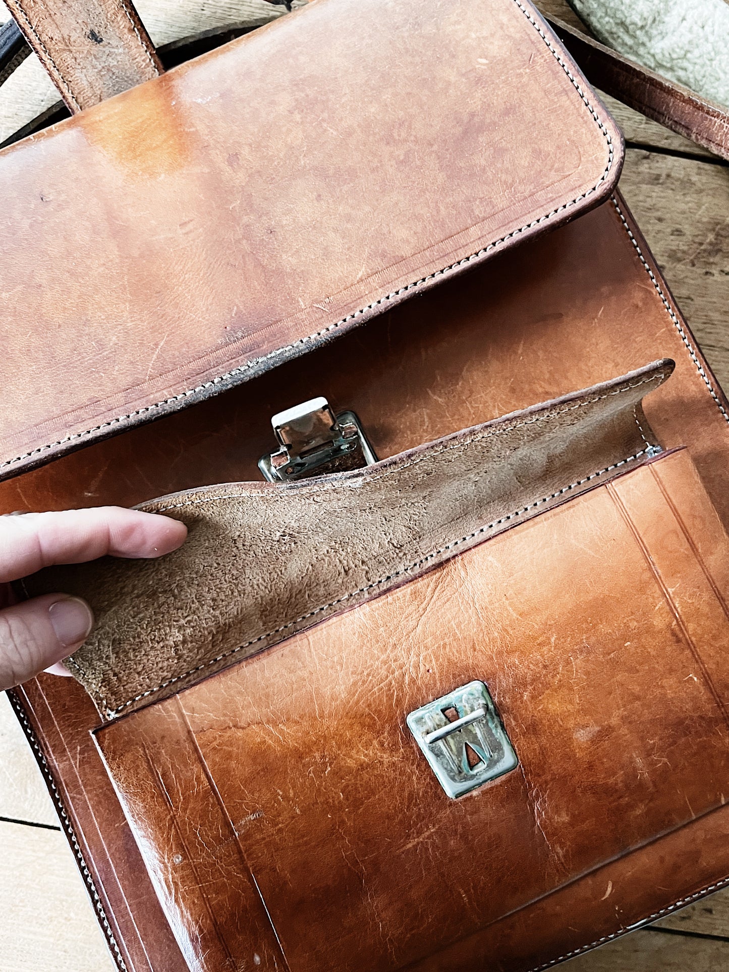 Vintage Leather Cross Body Satchel