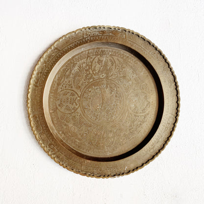 Large Vintage Incised Brass Tray