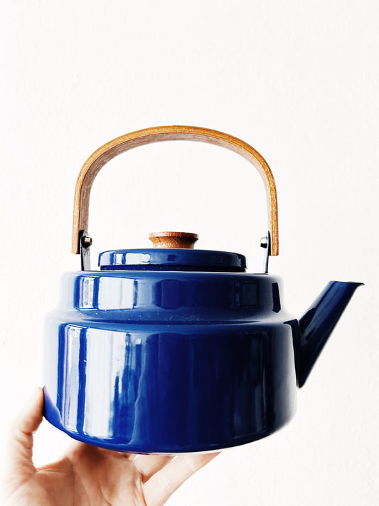 Vintage Cobalt Enamel Kettle