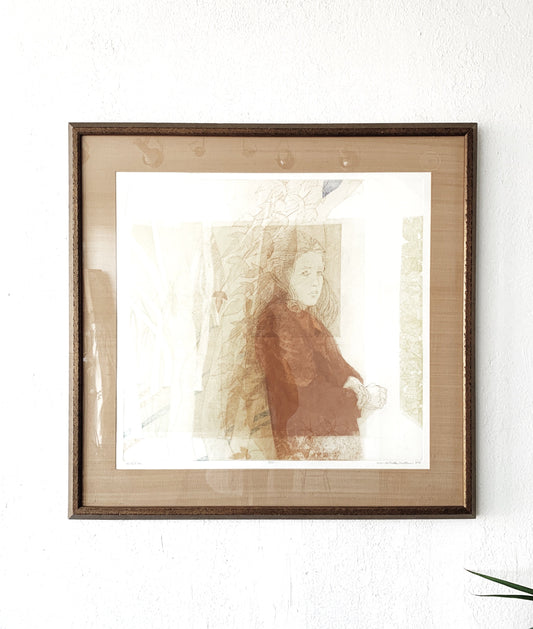 ‘With Trees’ Large Vintage Framed Wanda Miller Matthews Color Etching