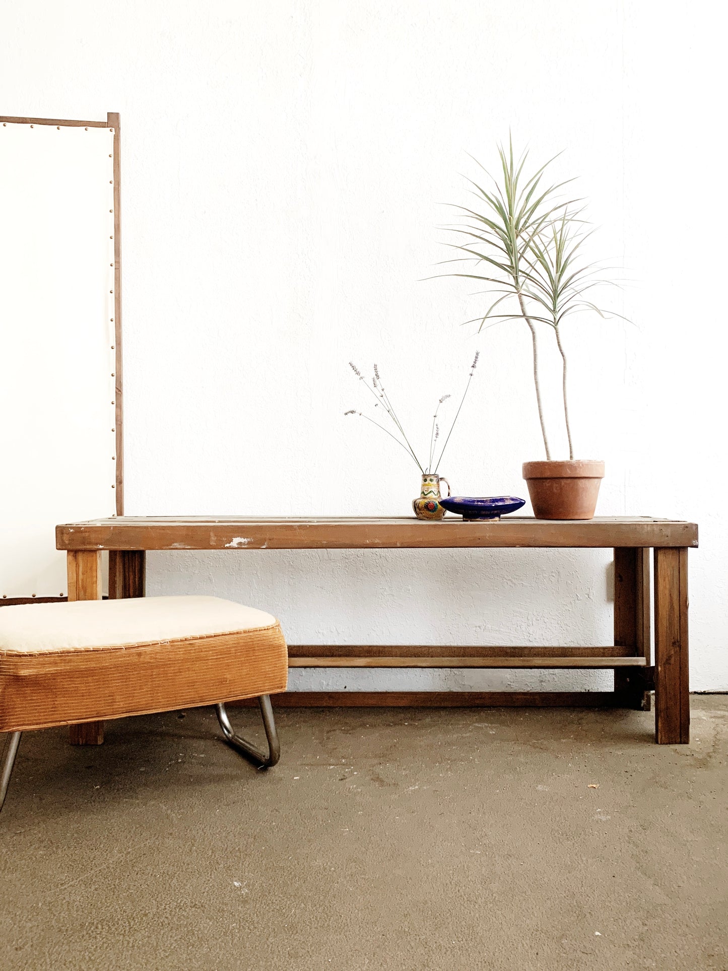 Vintage Large Sturdy Wood Bench