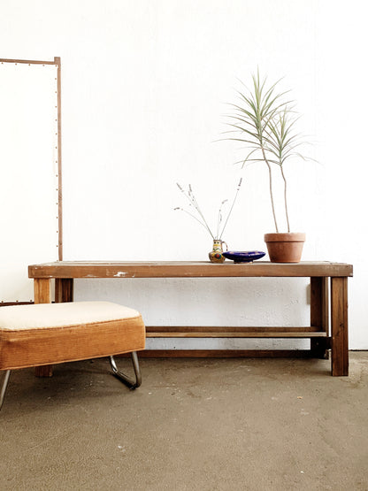 Vintage Large Sturdy Wood Bench