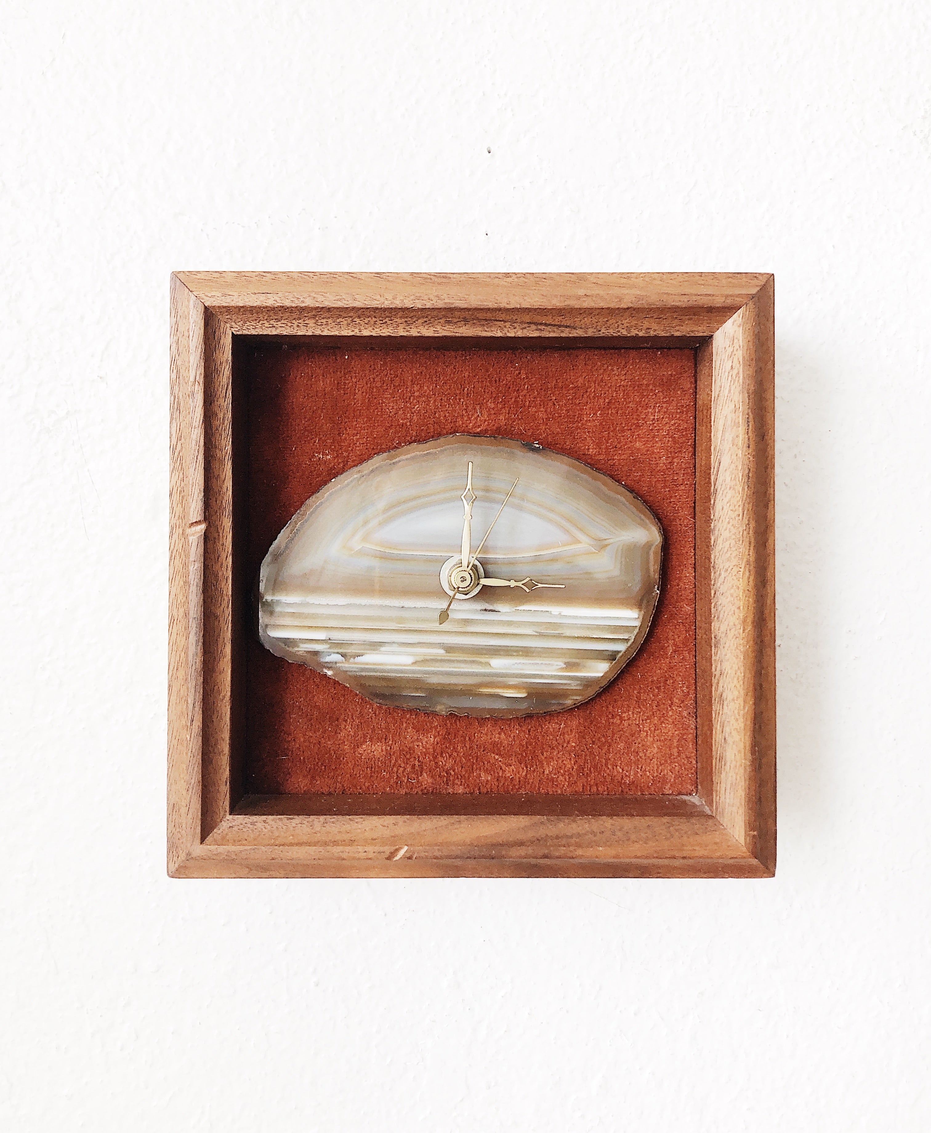 Vintage Walnut and Agate Wood Clock