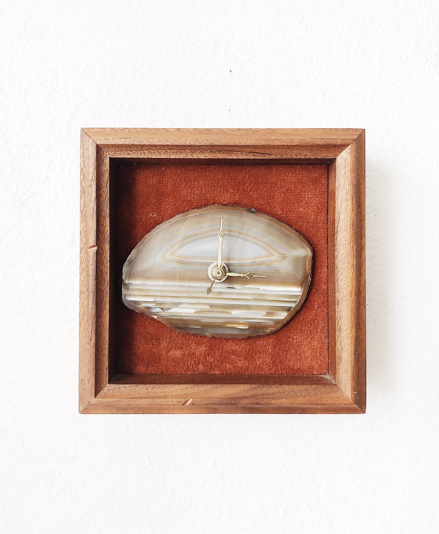 Vintage Walnut and Agate Wood Clock