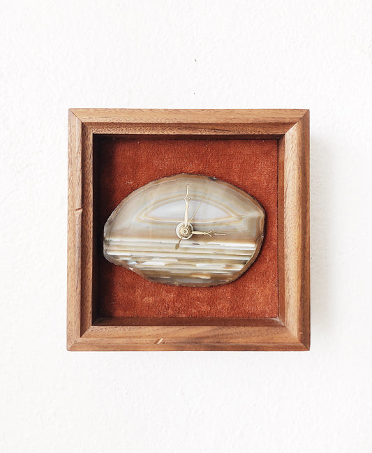 Vintage Walnut and Agate Wood Clock