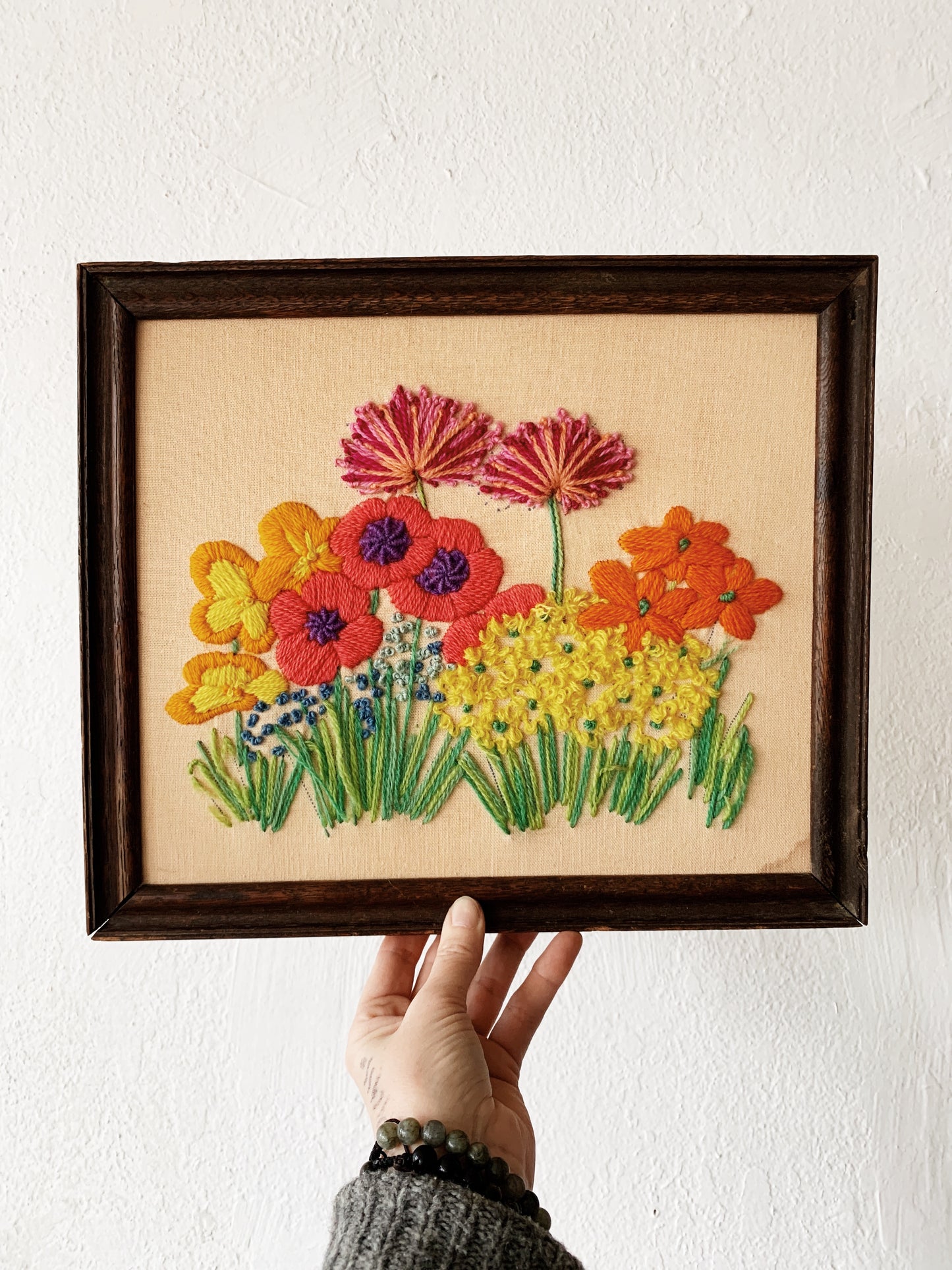Vintage Framed Floral Embroidery