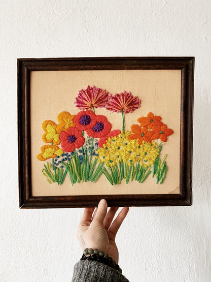 Vintage Framed Floral Embroidery