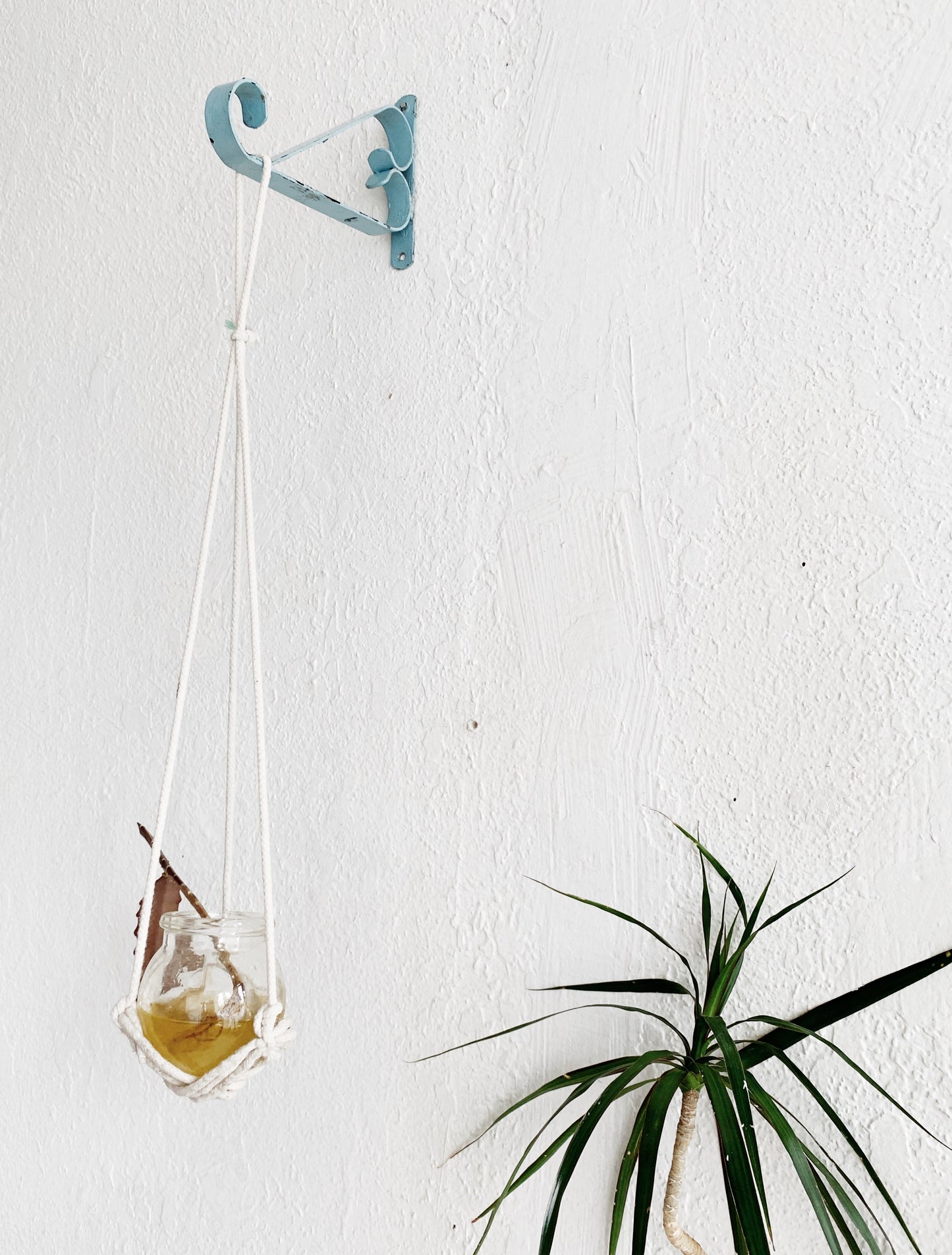 Vintage Turquoise Metal Bracket / Plant Hanger