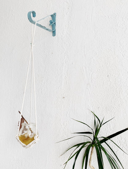 Vintage Turquoise Metal Bracket / Plant Hanger