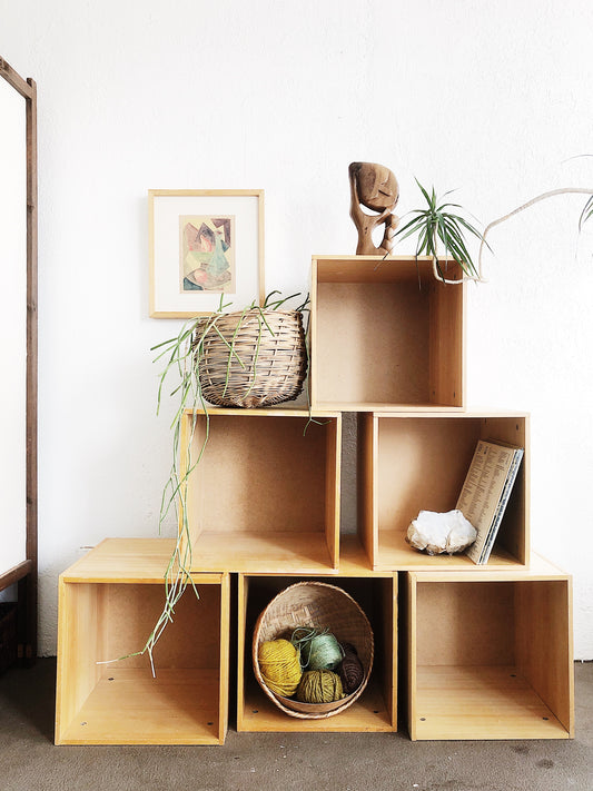 Blond Wood Storage Cube