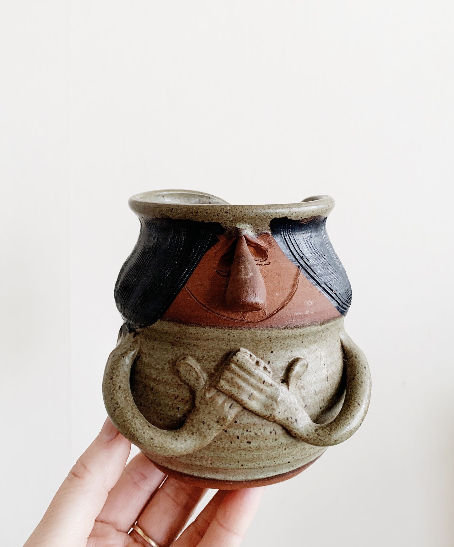 Handmade Figural Clay Pot