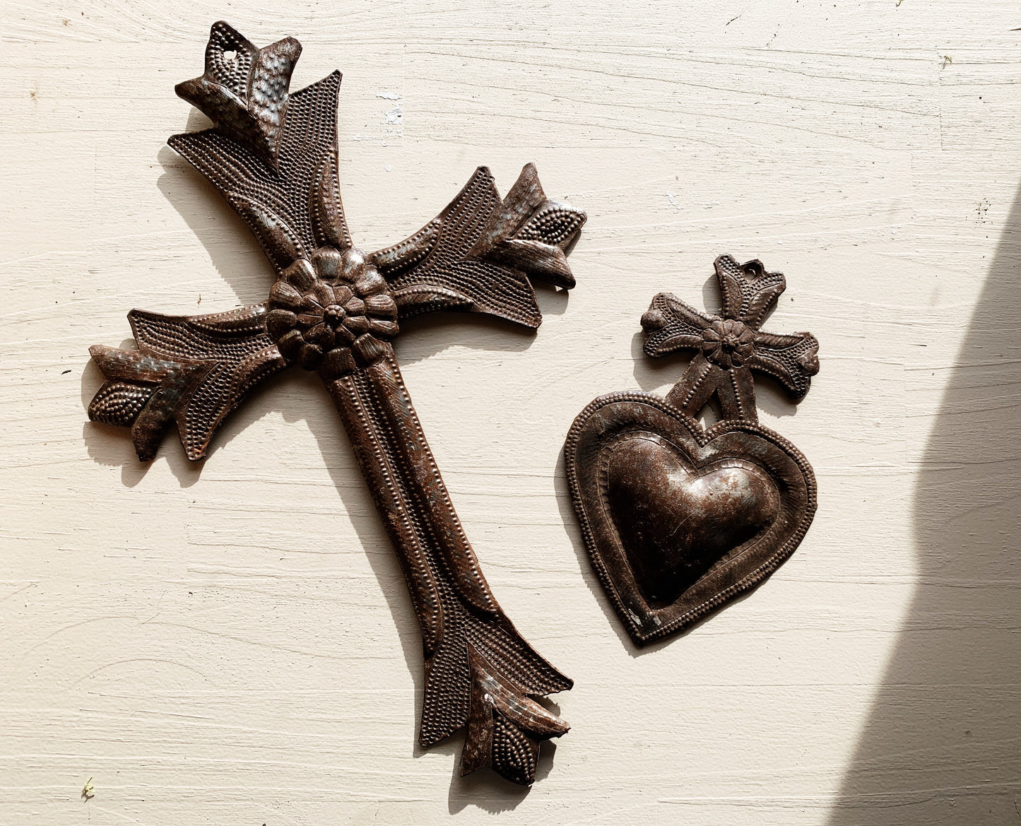 Pressed Tin Cross or Sacred Heart