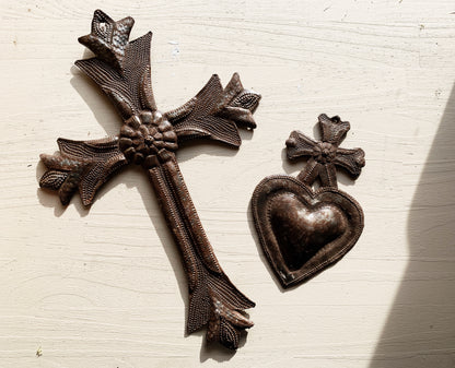 Pressed Tin Cross or Sacred Heart