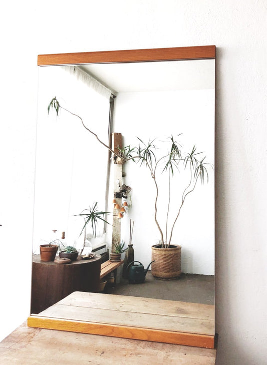 Large Mid Century Style Teak Mirror
