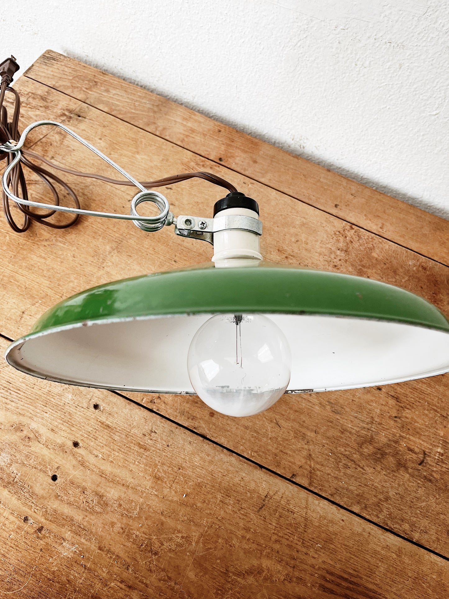 Vintage Enamel Industrial Lamp