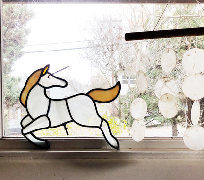 Vintage Leaded Stained Glass Unicorn