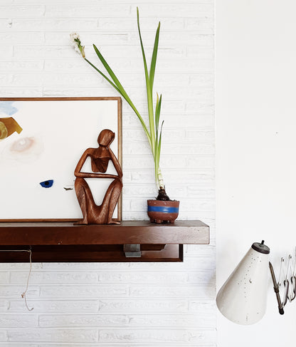 Vintage Wooden Thinker Sculpture