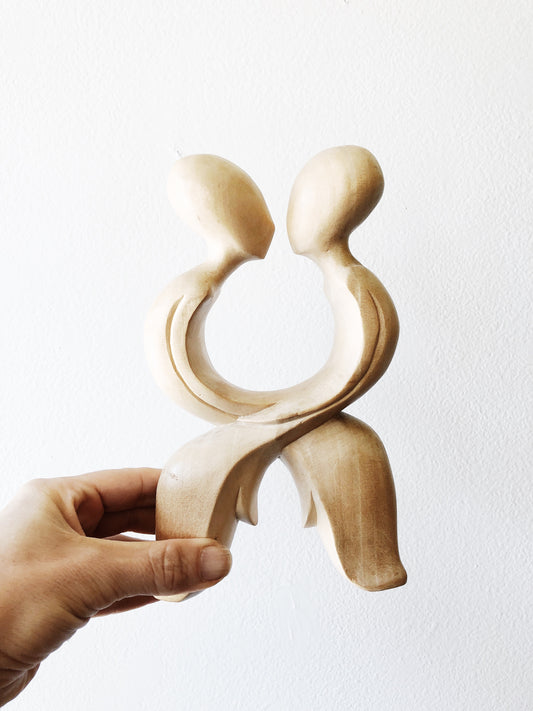 Vintage Wood Lovers Sculpture