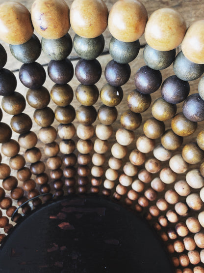 Vintage Wood Beaded Basket