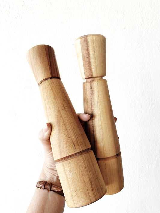 Tall Wood Pepper and Salt Mill Pair