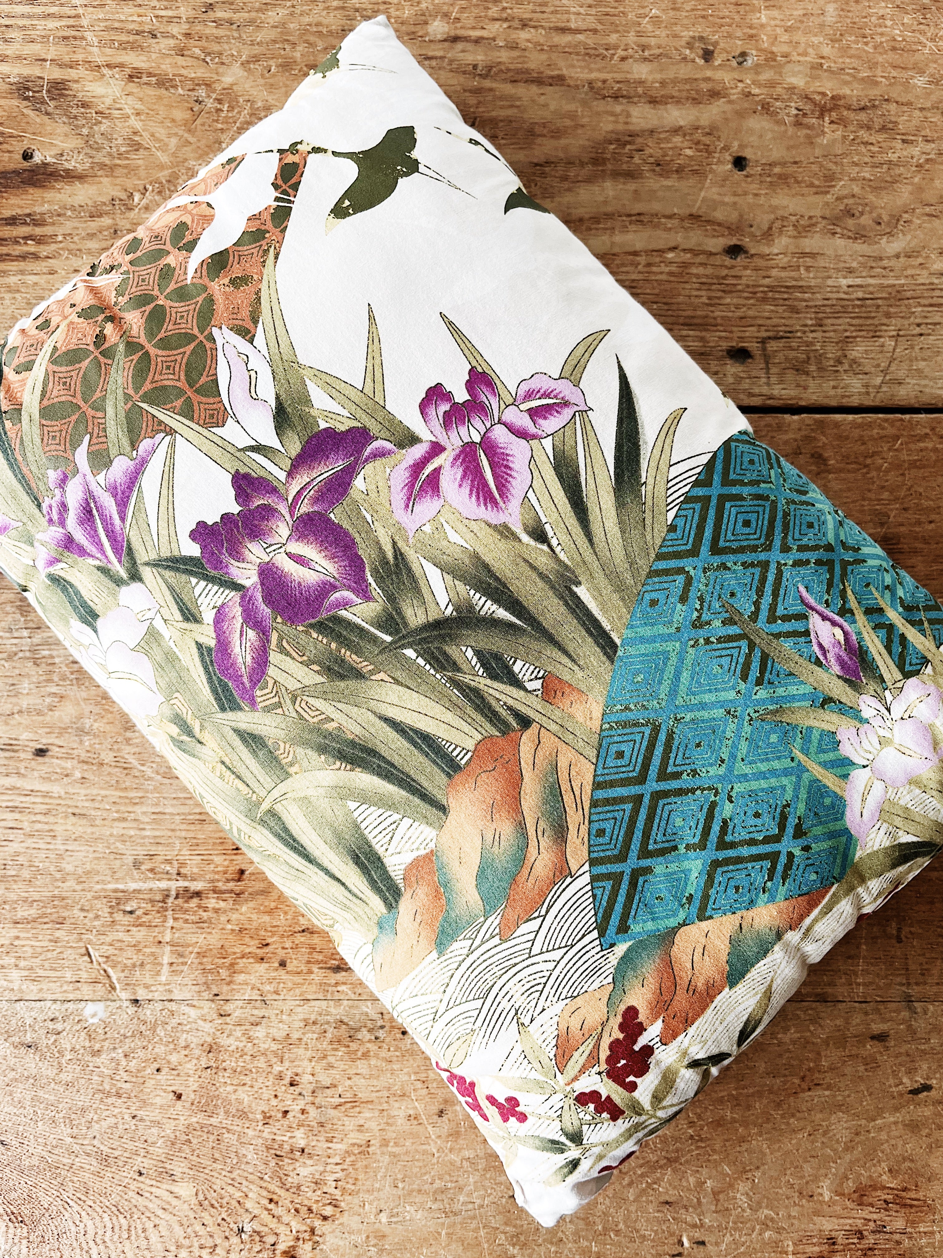 Reversible Vintage Silk Pillow