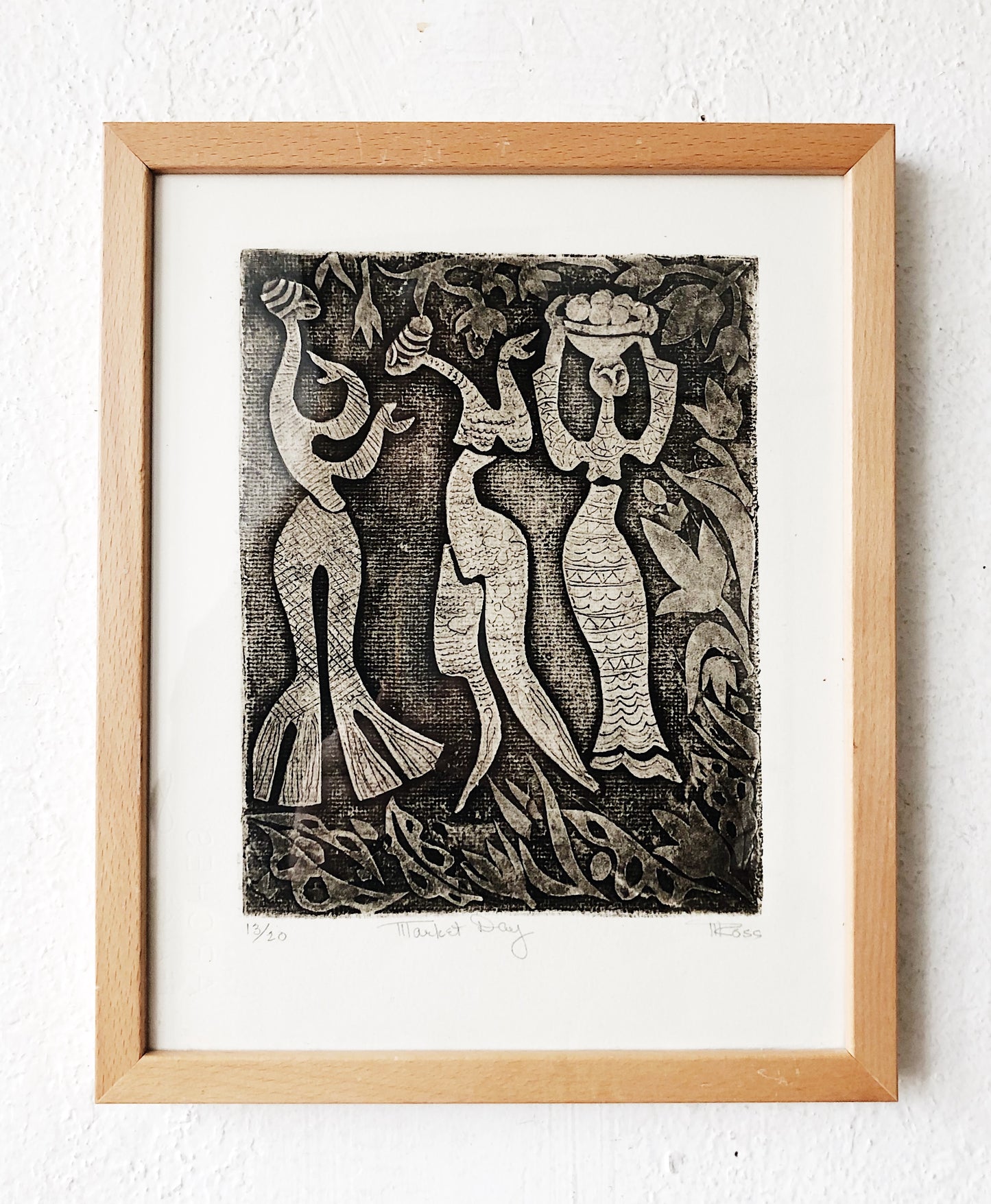 Original Block Print ‘Market Day’