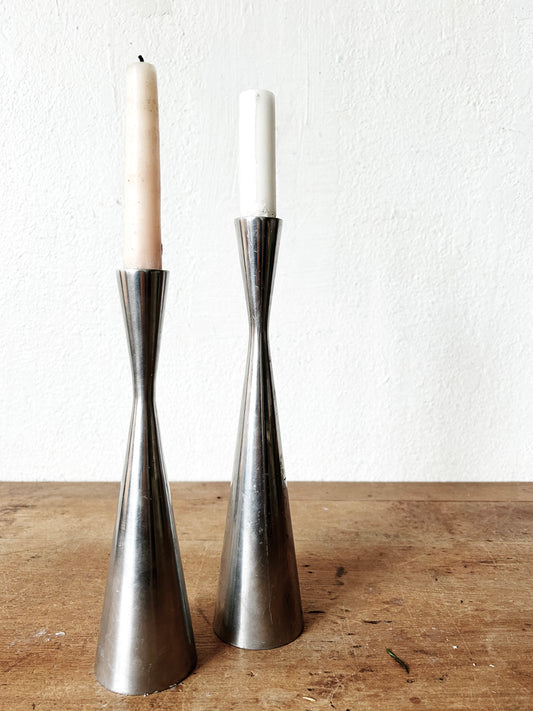 Vintage Chrome Swedish Candle Holders