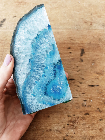 Blue Agate Bookends