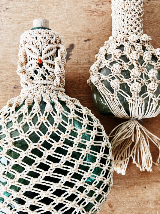 Vintage Macarame Wrapped Bottle