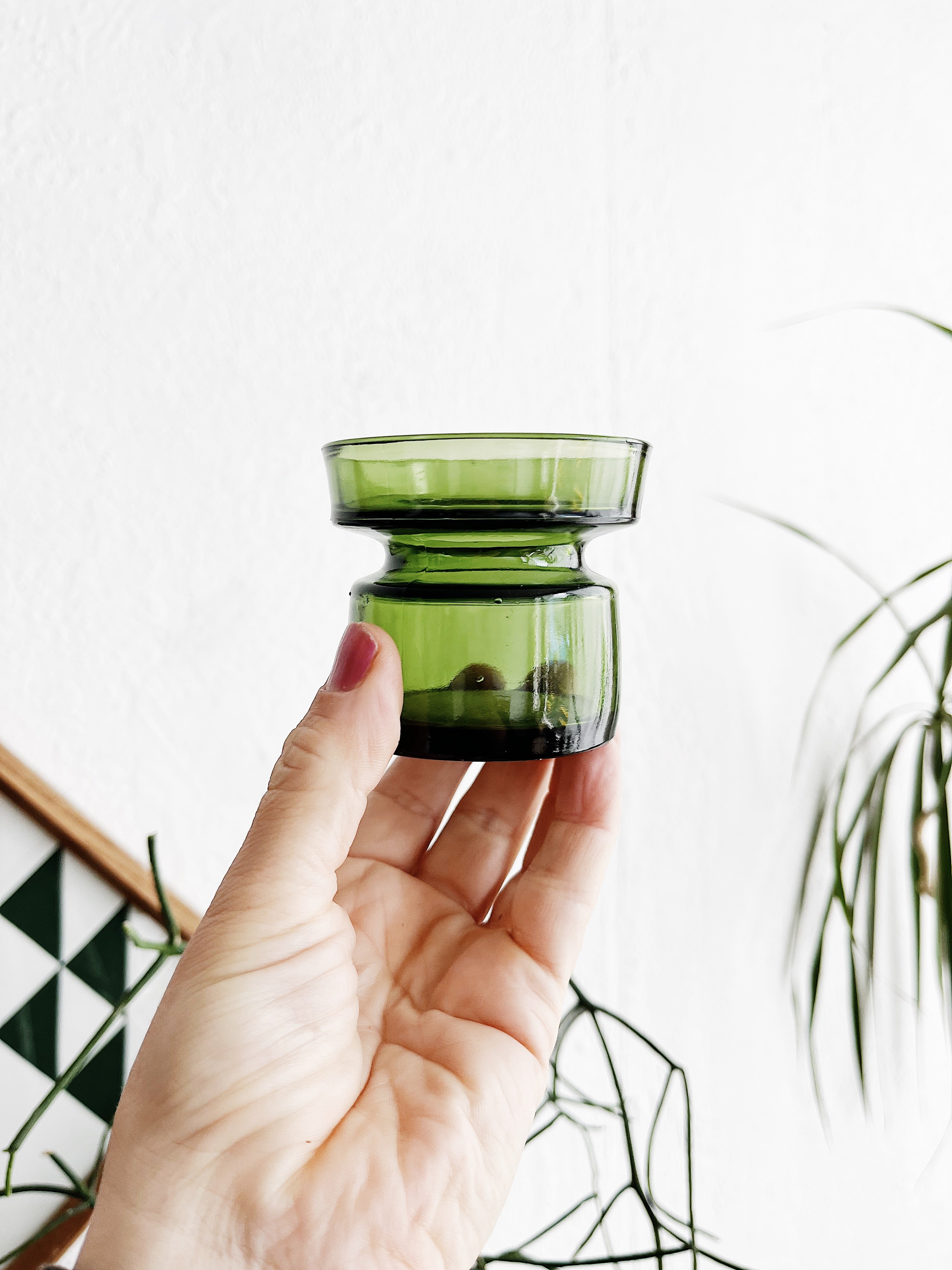 Vintage Danish Emerald Glass Candleholders - Thumbnail 5