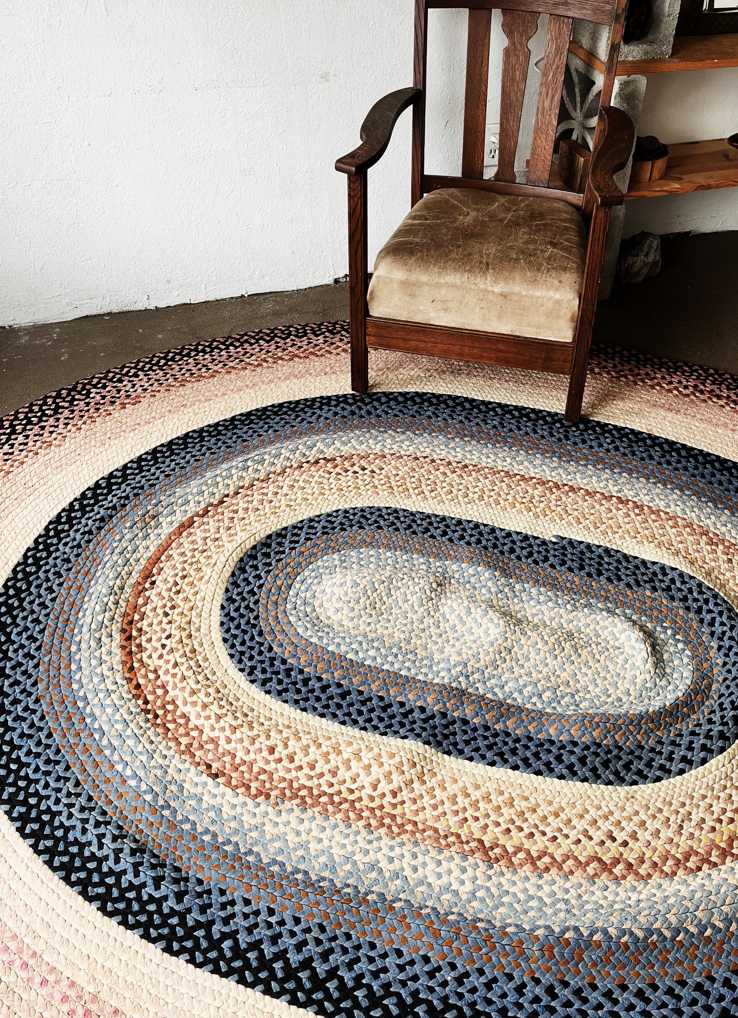 Vintage Braided Cotton Rag Rug