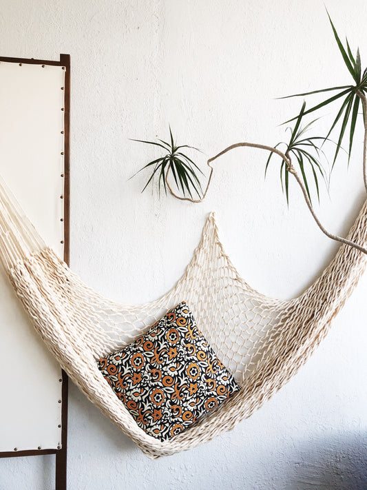 Vintage Cotton Rope Hammock and Pillow