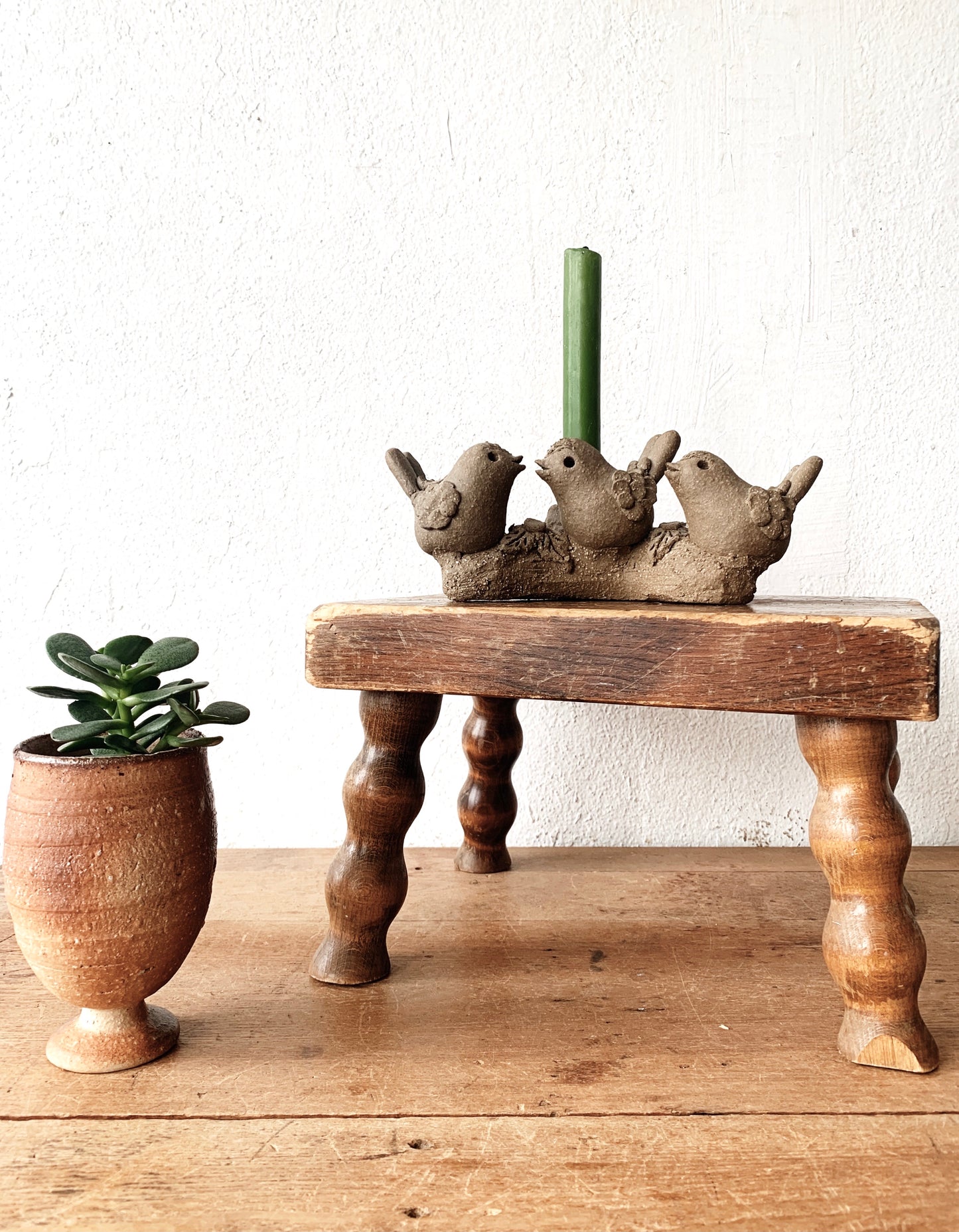Handmade Clay Bird Candle Holder