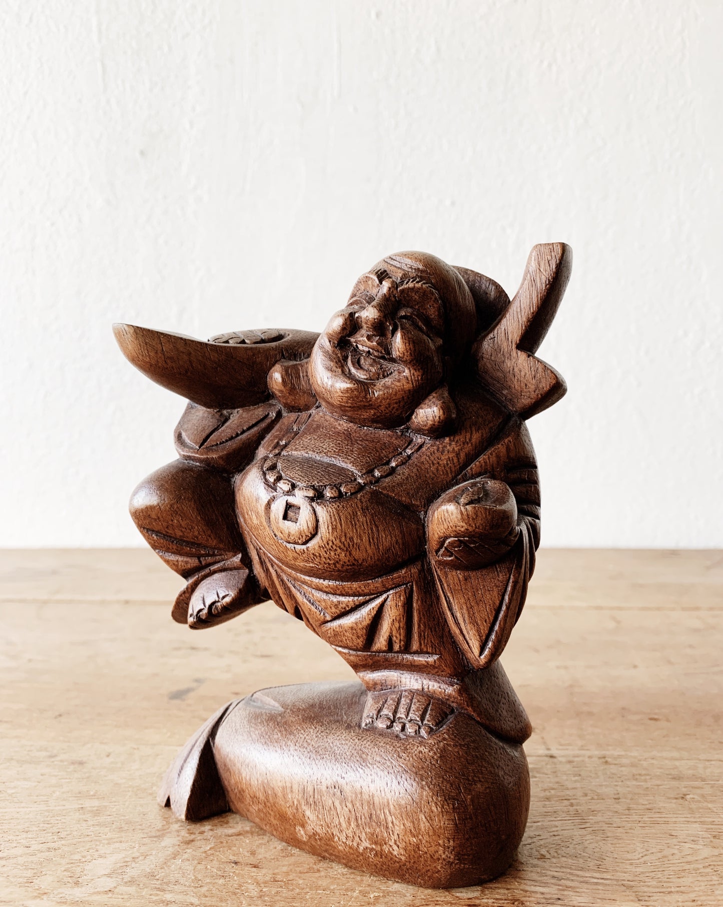 Carved Wood Prosperity Buddha