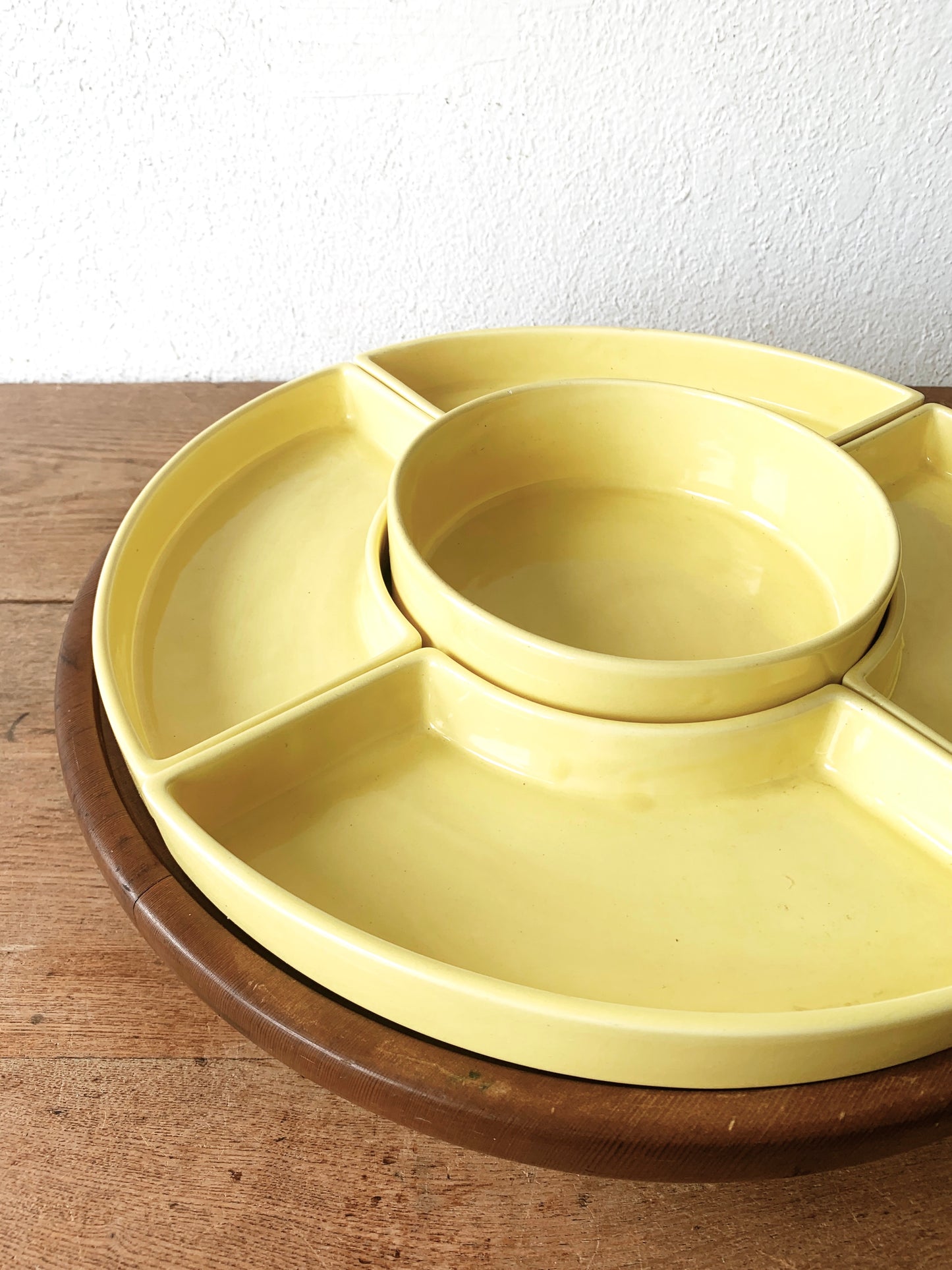 Mid Century Ceramic Serving Dishes with Lazy Susan