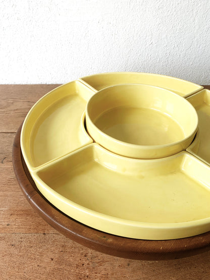 Mid Century Ceramic Serving Dishes with Lazy Susan