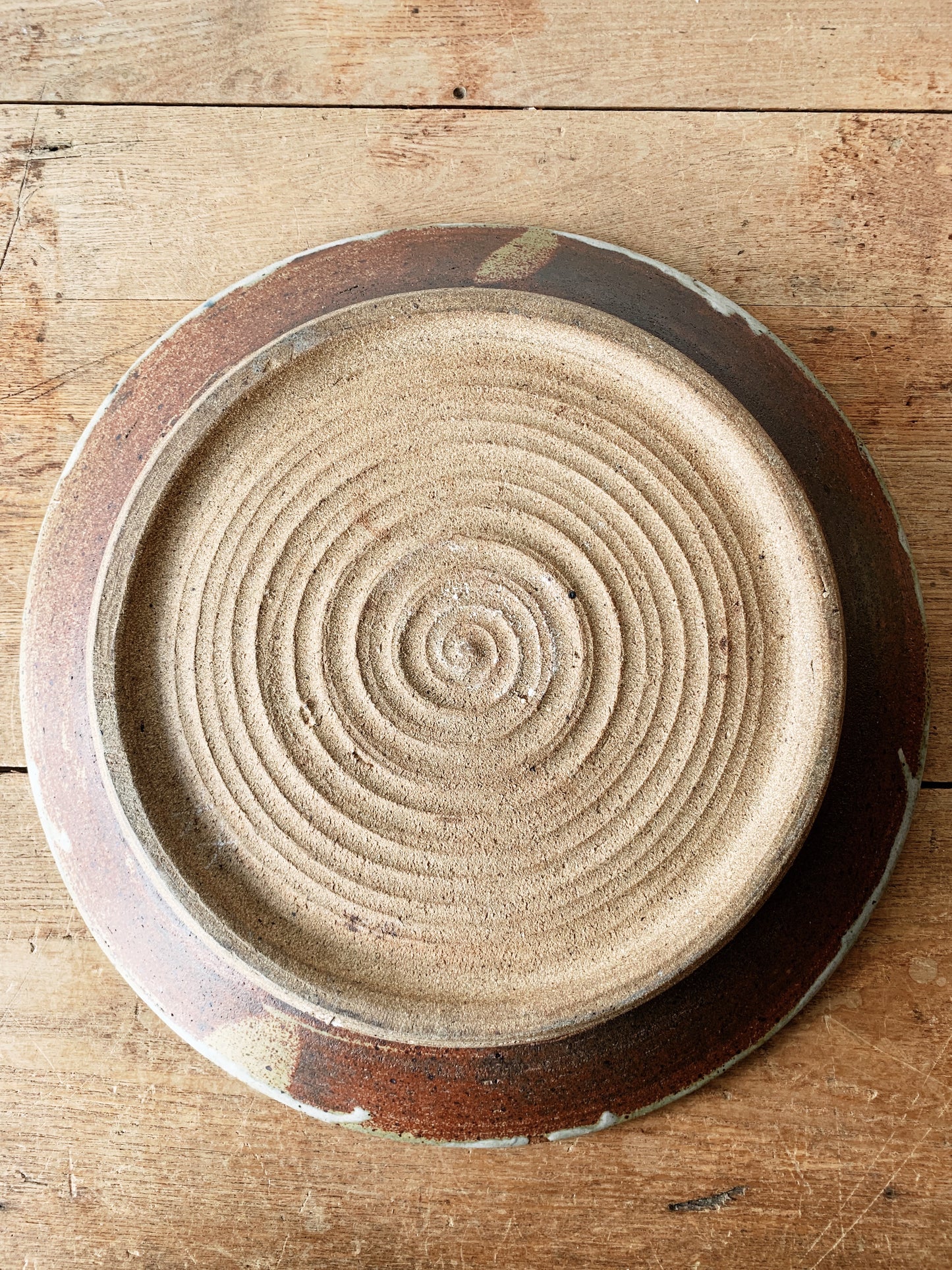 Large Vintage Handmade Pottery Platter