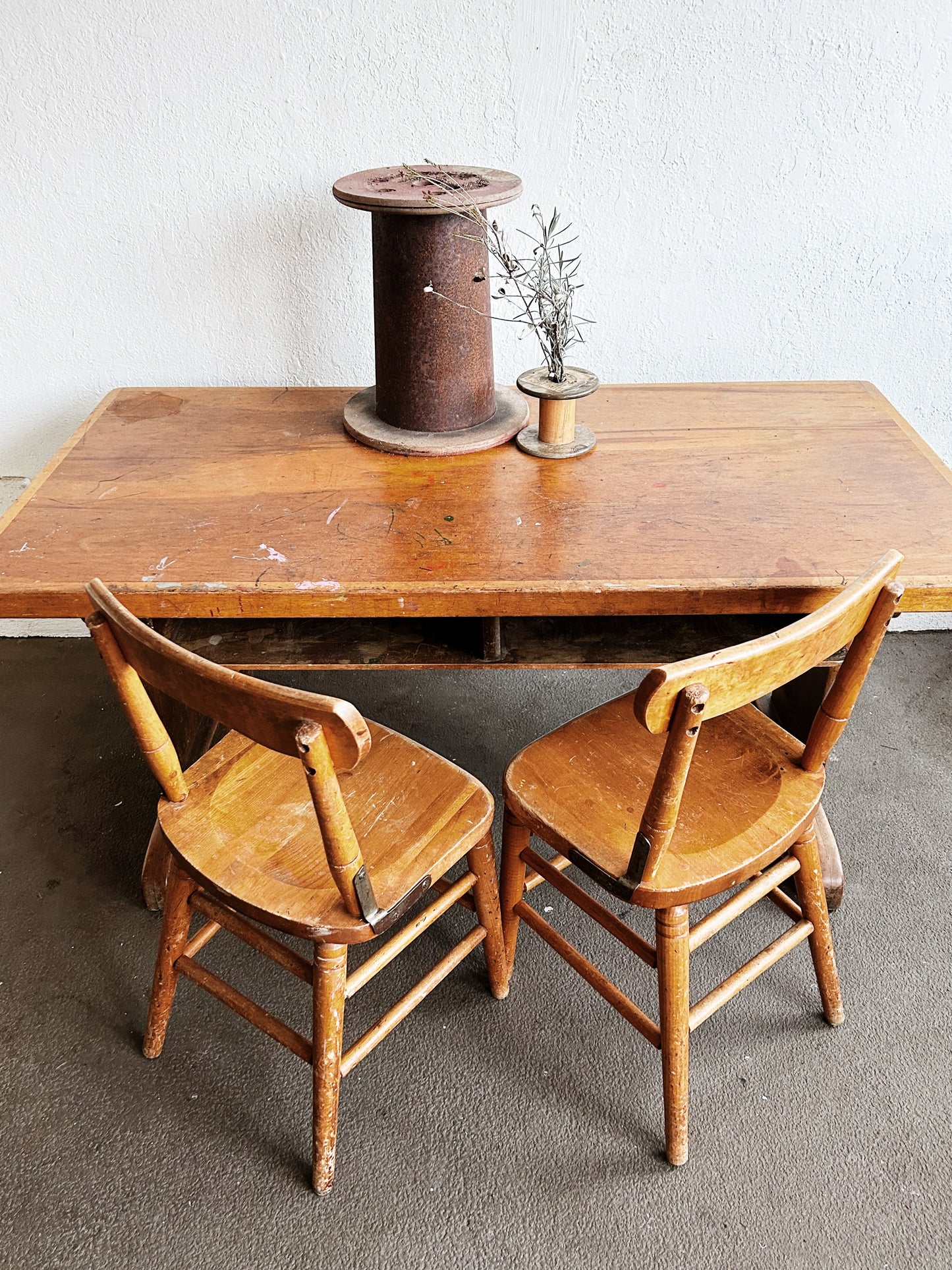 Antique Wood Table with or without Child’s Chairs