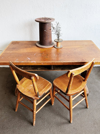 Antique Wood Table with or without Child’s Chairs