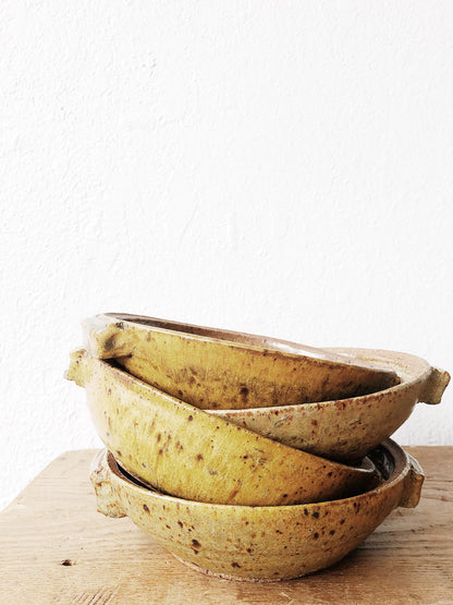 Set of Four Vintage Handmade Stoneware Bowls